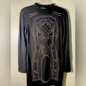 Say What? Long sleeve , Black and Bejeweled, cocktail dress Size Large